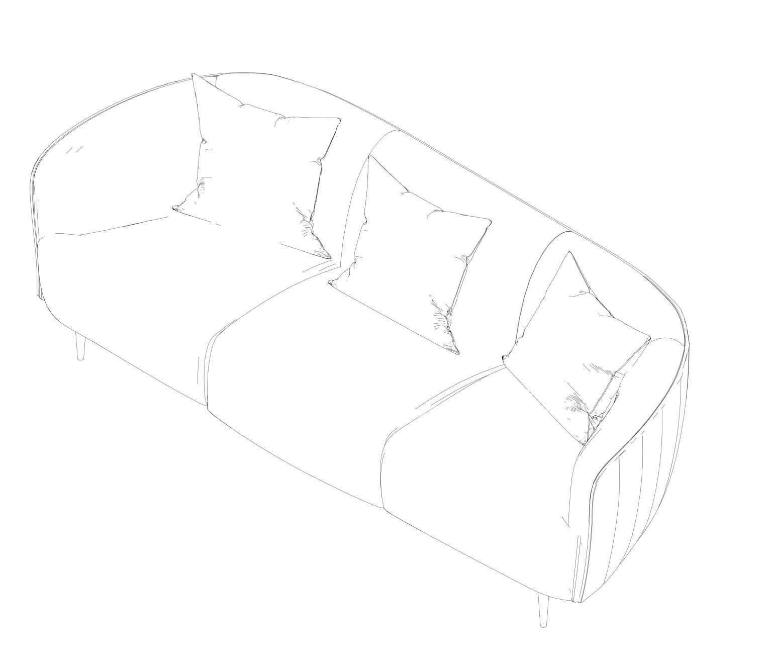 Revit Double Sofa 15 Model And Object