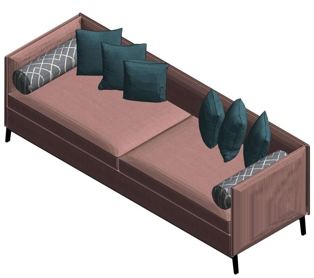 Revit Double Sofa 2 Model And Object