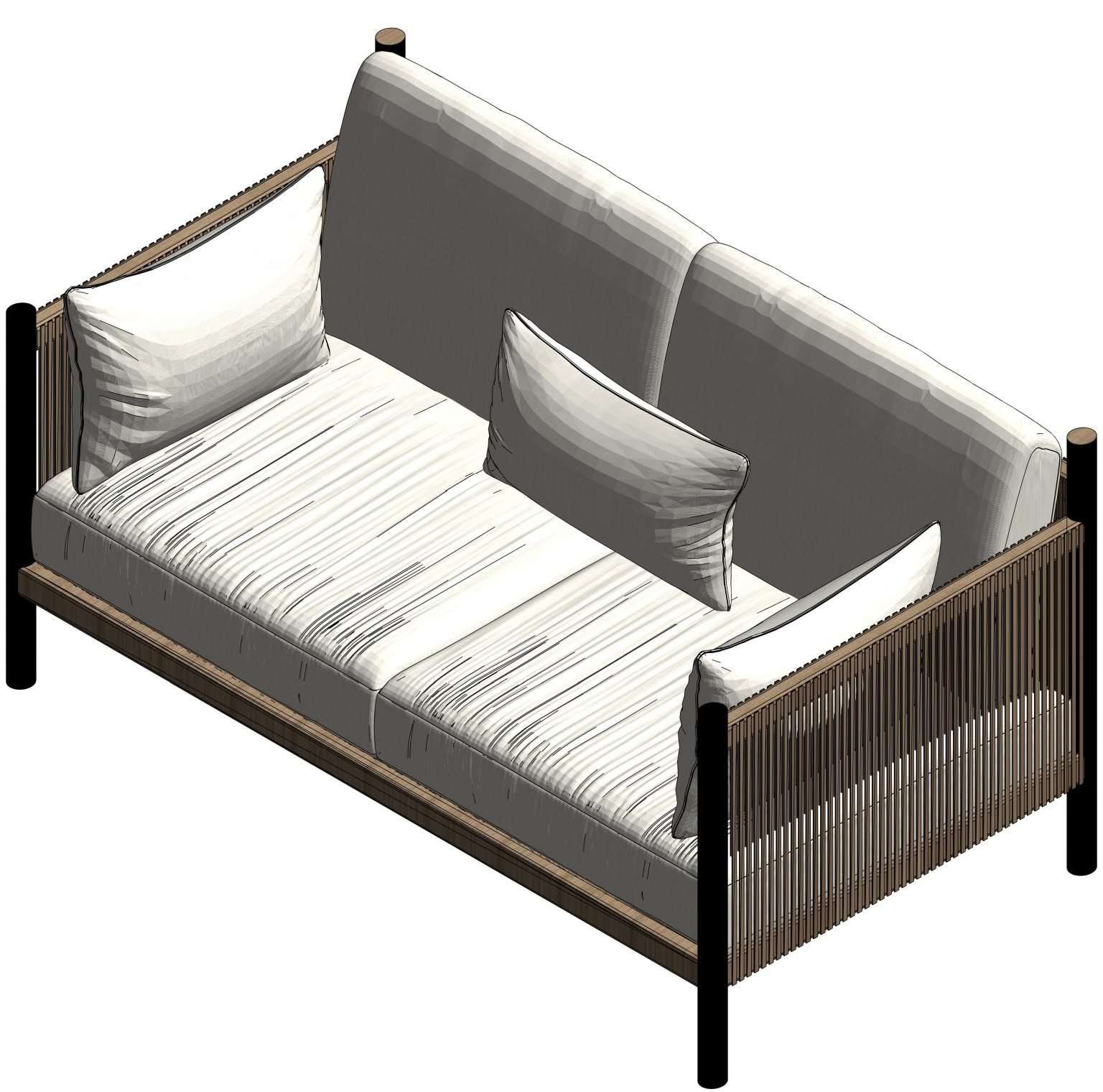 Revit Double Sofa 20 Model And Object