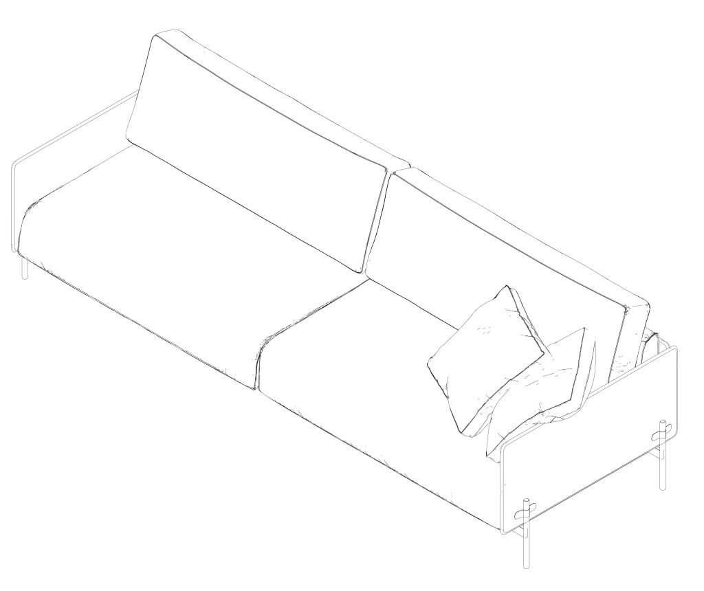 Revit Double Sofa 24 – Model And Object