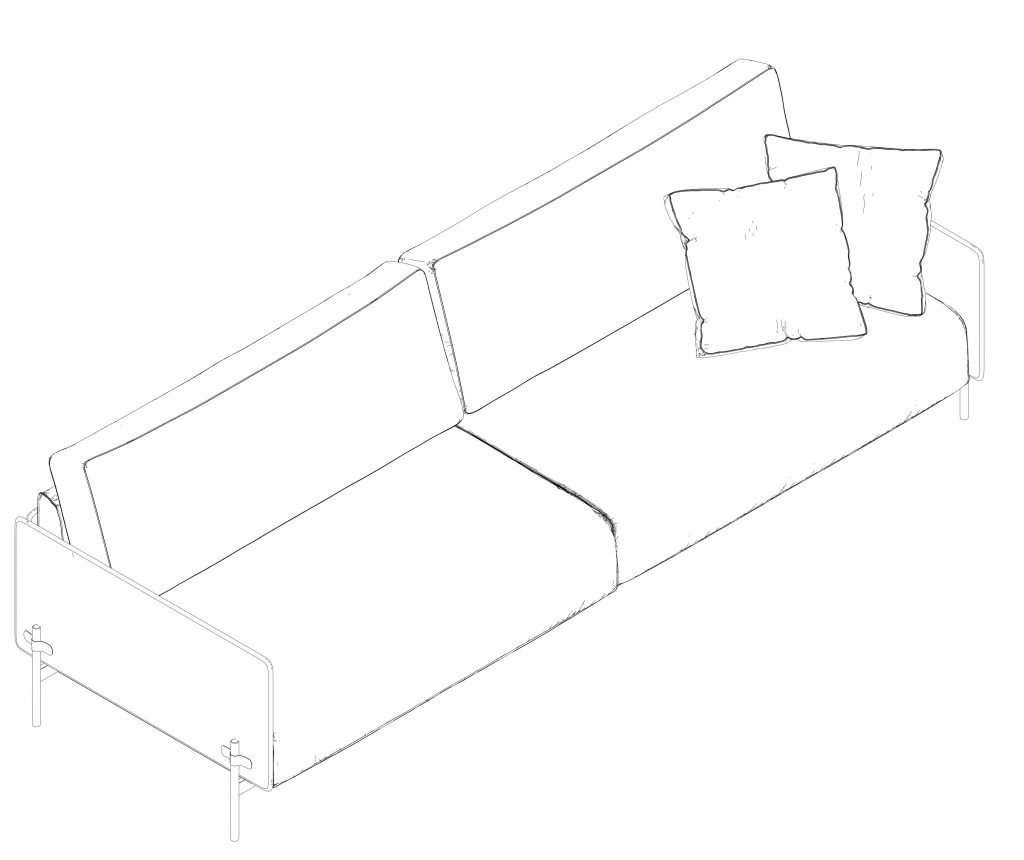 Revit Double Sofa 24 - Model And Object