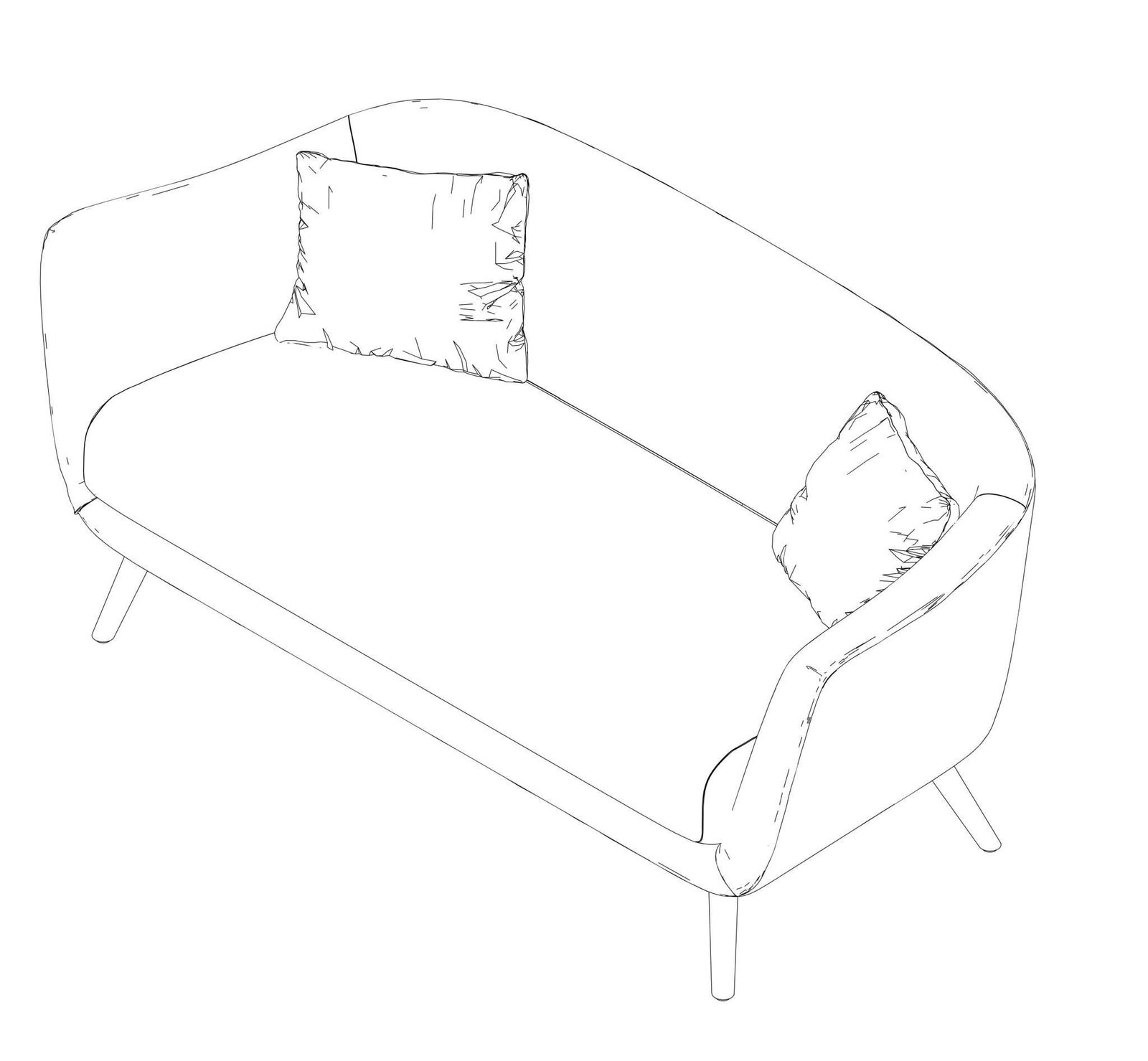 Revit Double Sofa 35 Model And Object
