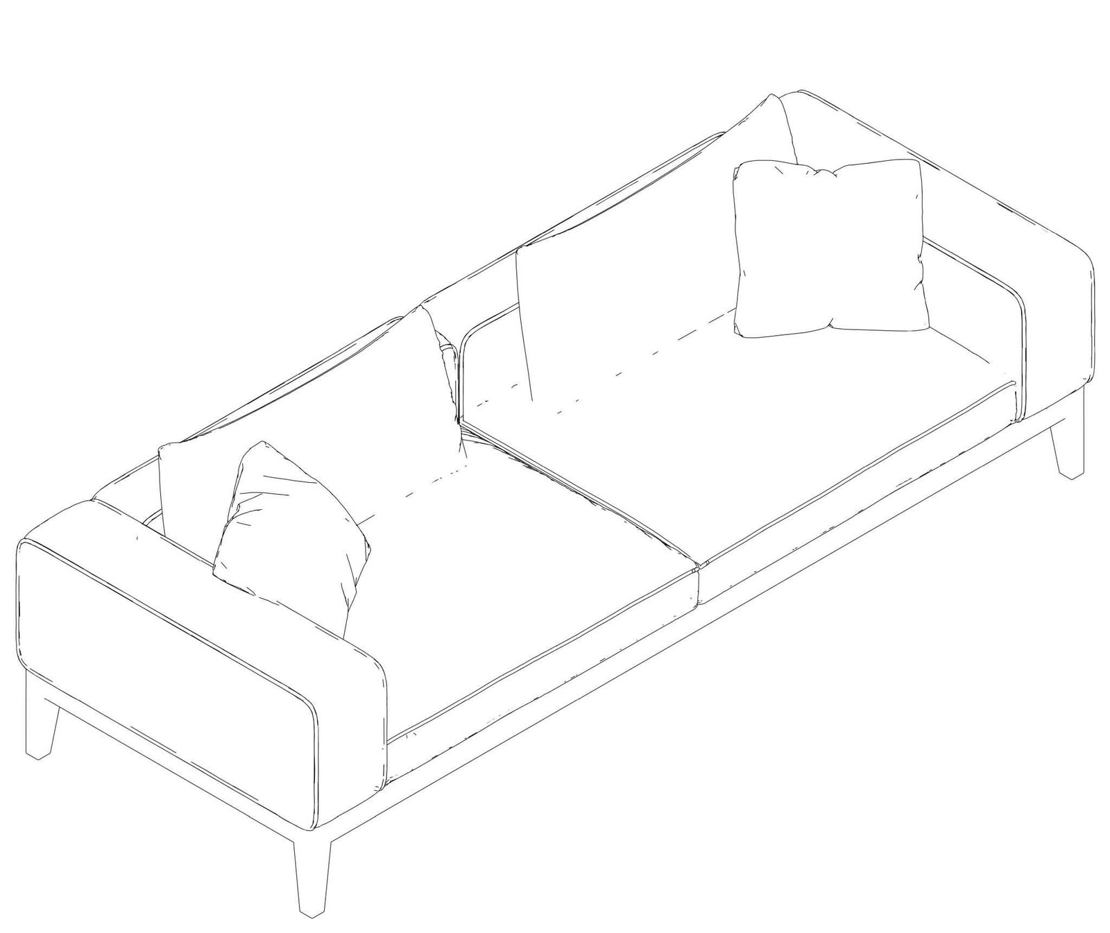 Revit Double Sofa 40 - Model And Object