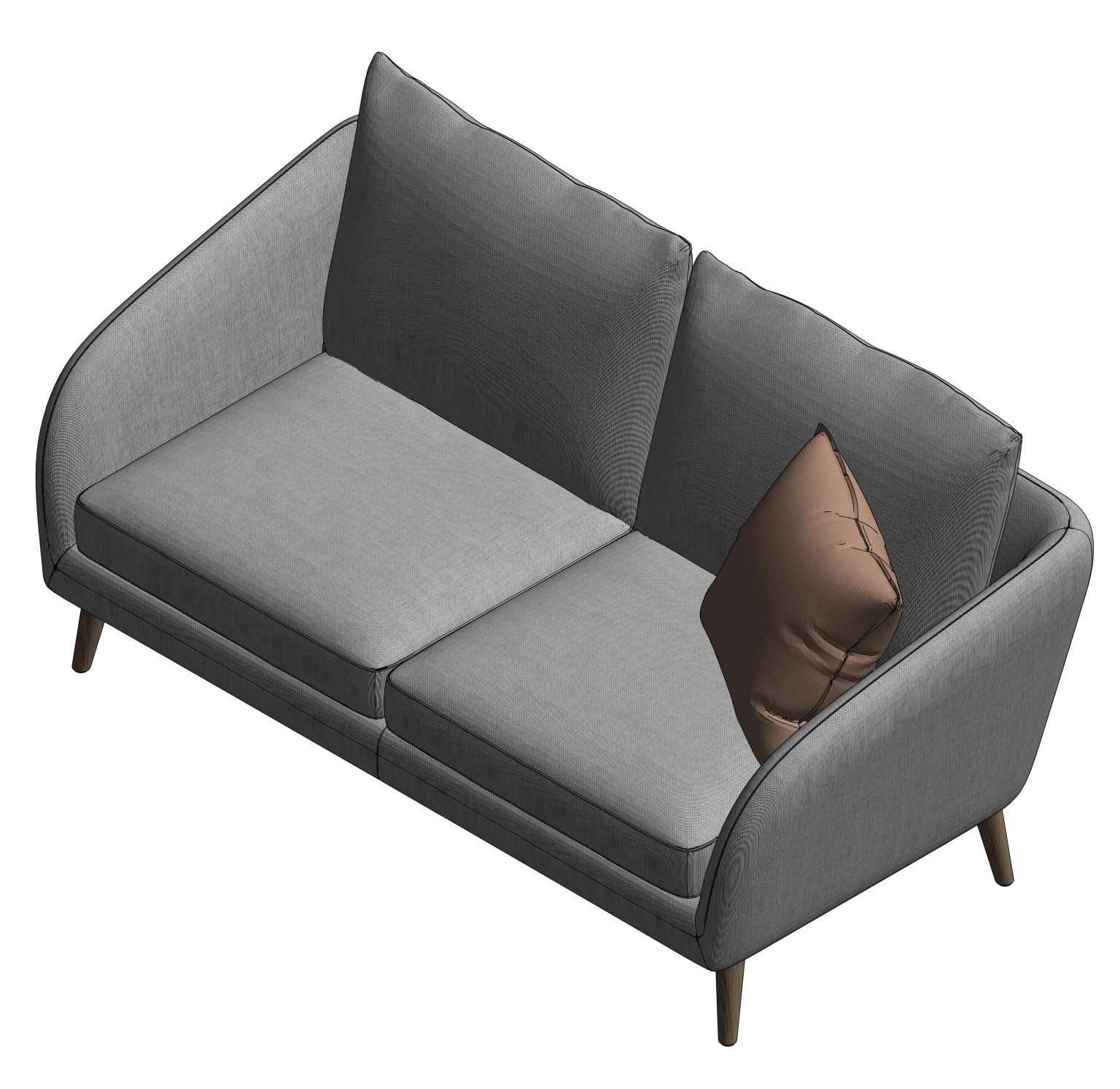 Revit Double Sofa 46 – Model And Object