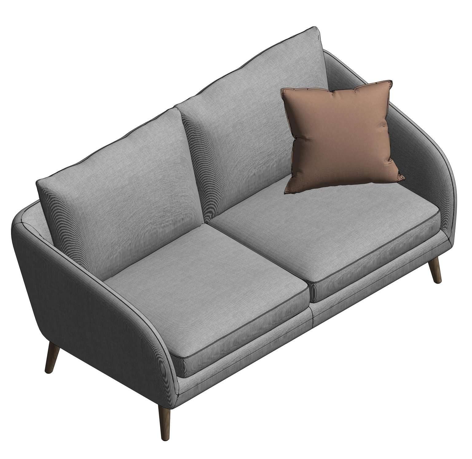 Revit Double Sofa 46 – Model And Object