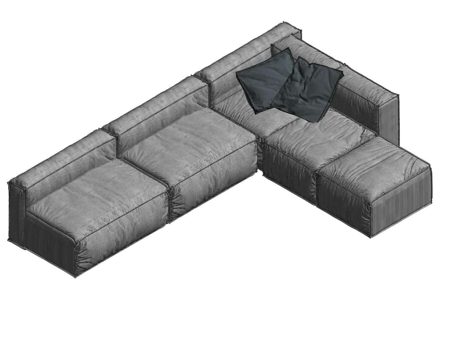 Revit Multi Sofa 6 – Model And Object